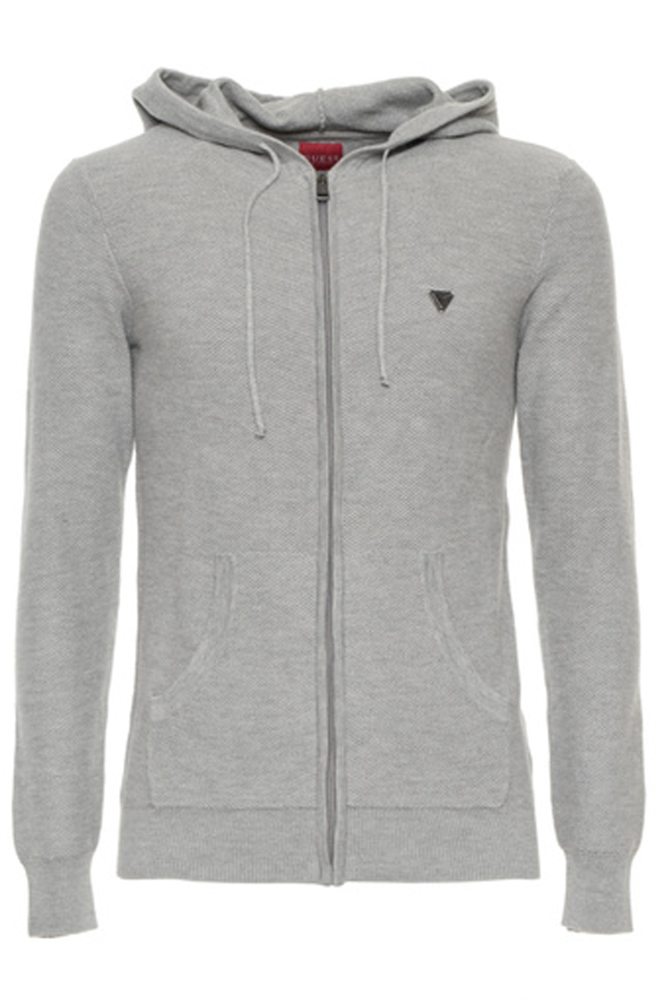 Hanorac barbati cu logo si snur de ajustare, Guess Jeans, Gri, XS