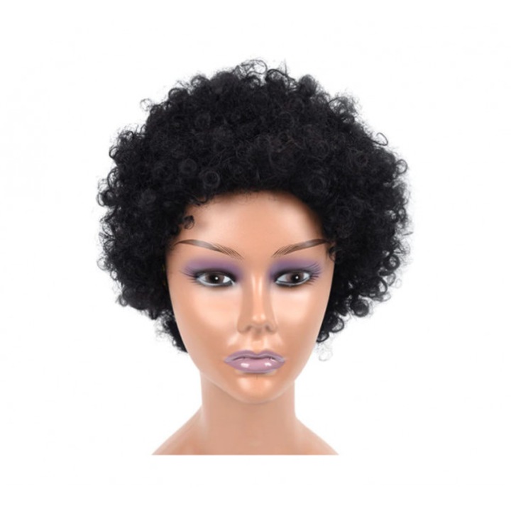 Peruca din par artificial, model afro, negru, Gonga®