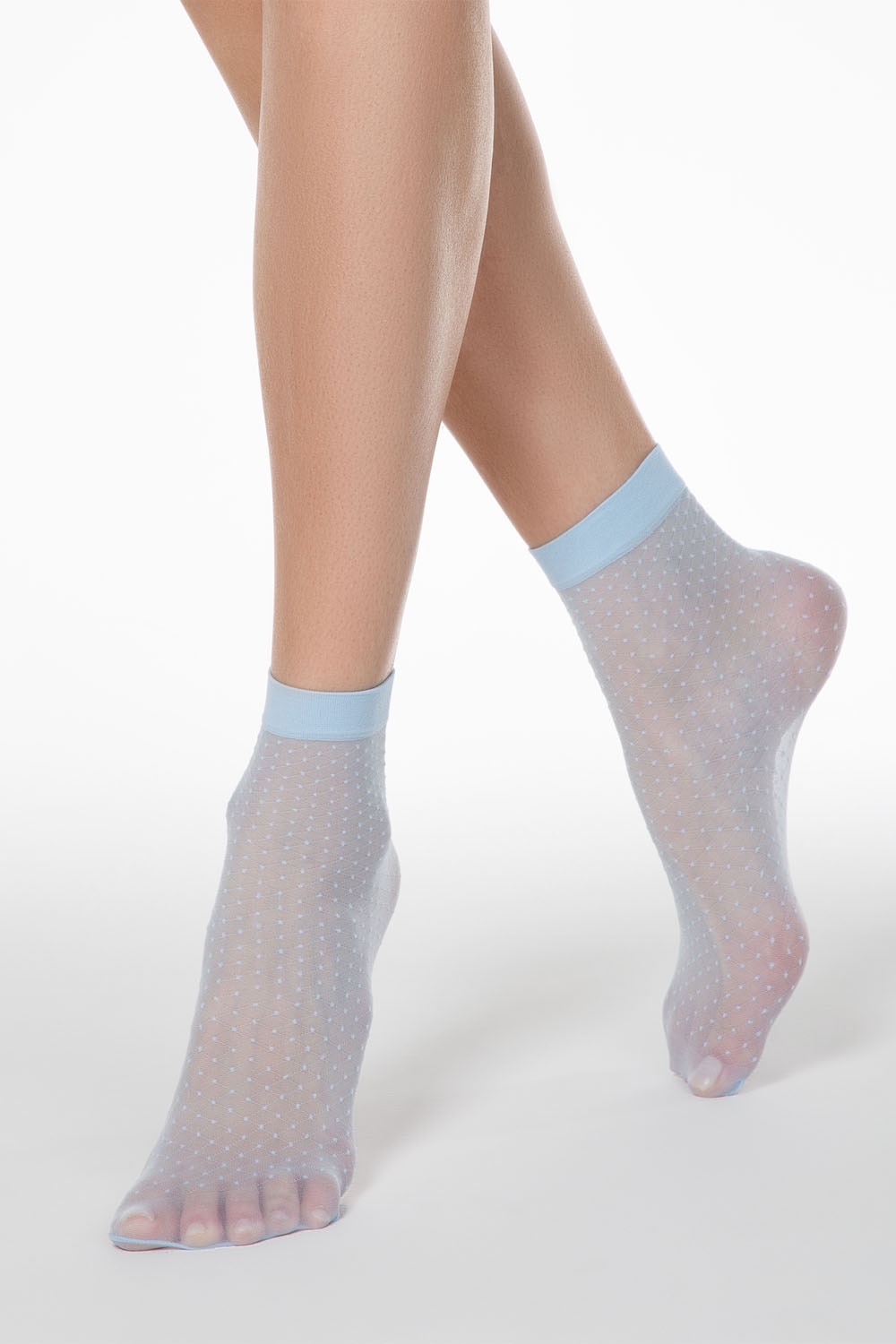 Sosete subtiri din poliamida cu model buline, Conte Elegant Fantasy 16127, Bleu 36-39