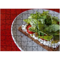 Puzzle Art Factory 96 piese, Aperitiv cu crema de branza , salata si rosii, culinar, Latime 40,5 cm x Inaltime 28,5 cm