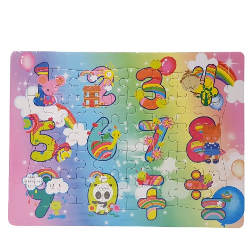 Puzzle pentru copii cu cifre si animale, 40 piese, multicolor, + 3 ani
