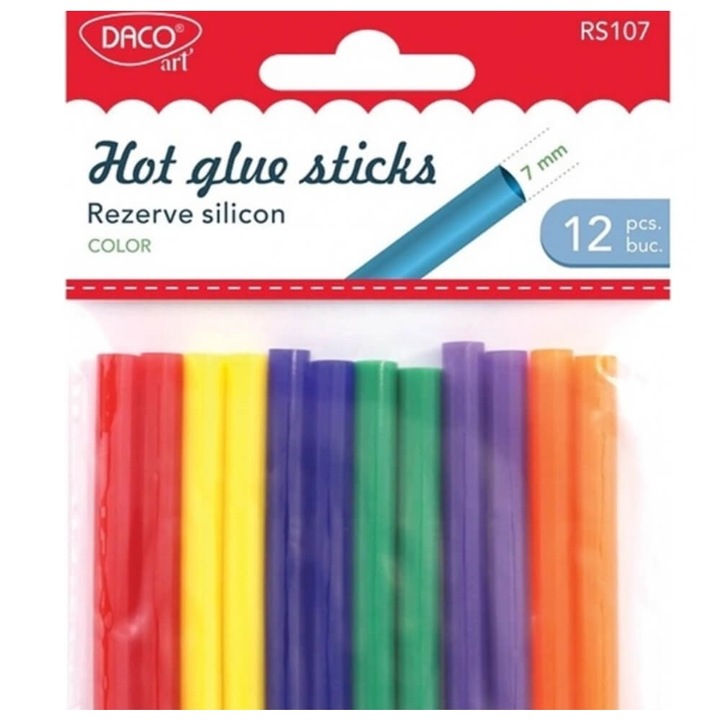 Rezerva silicon pistol de lipit color 7 mm set 12