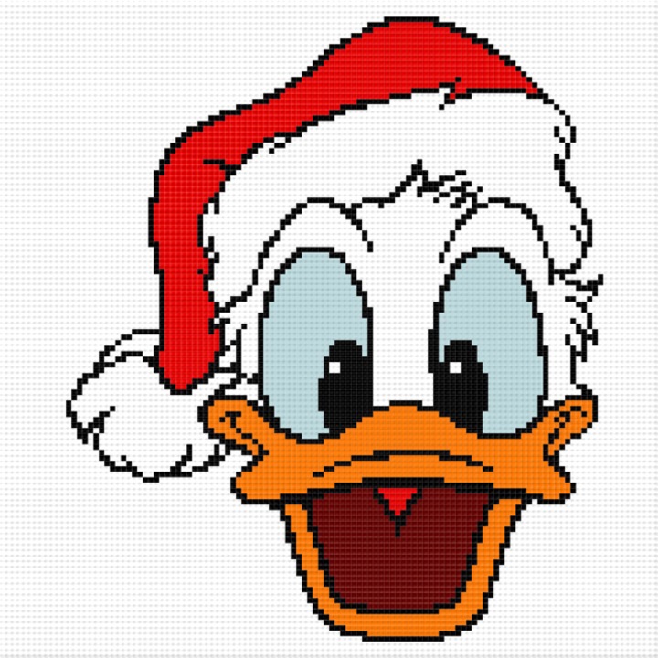 Goblen Donald Mos Craciun , Hudemas , set imprimat pe panza , cu fire mouline 12x12cm