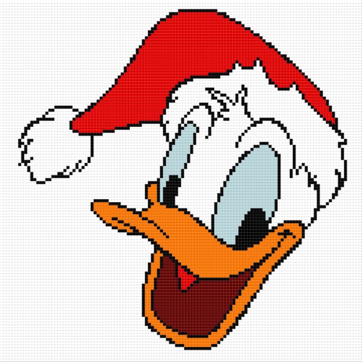 Goblen Donald Craciun , Hudemas , set imprimat pe panza , cu fire mouline 12x12cm