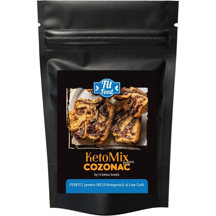 KetoMix Low-Carb pentru cozonac, fara zahar, Fit Food, 400g