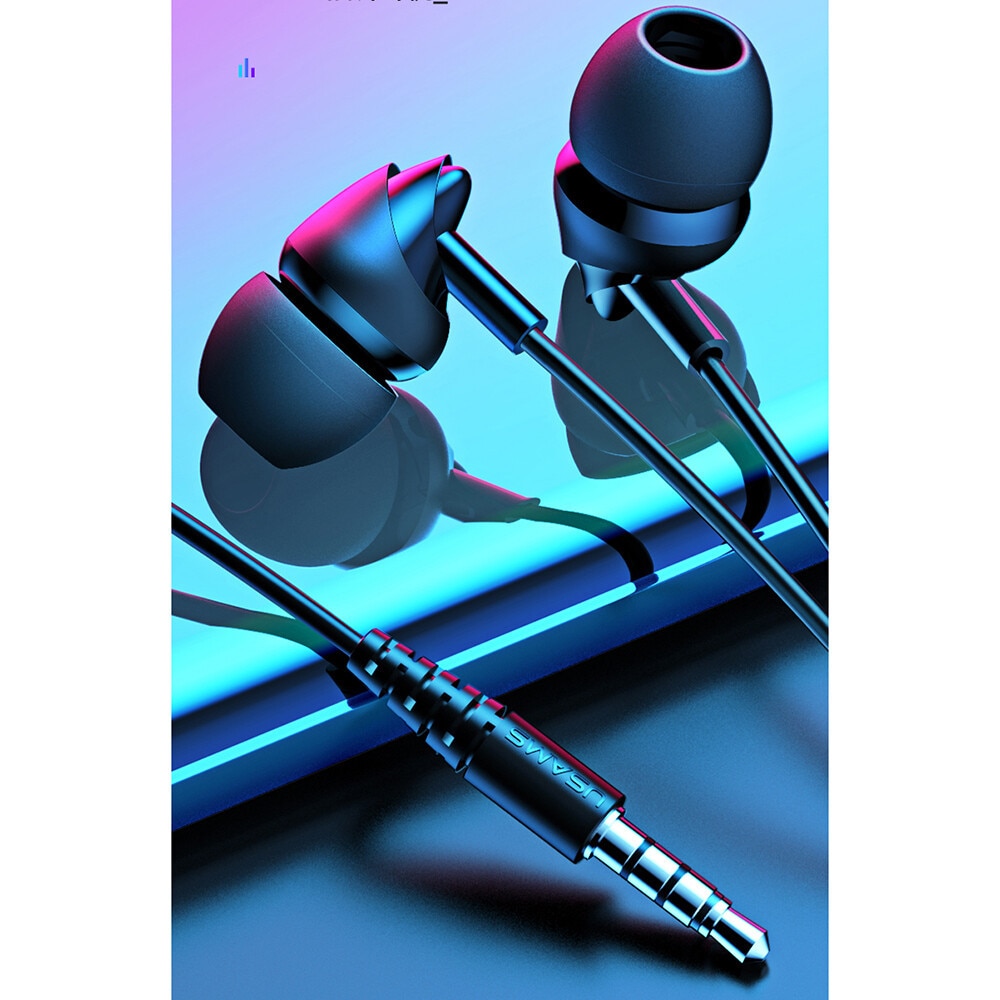 Casti audio USAMS EP-39, In-ear, Control pe fir, Jack 3.5mm, Lungime cablu 1.2m, Alb