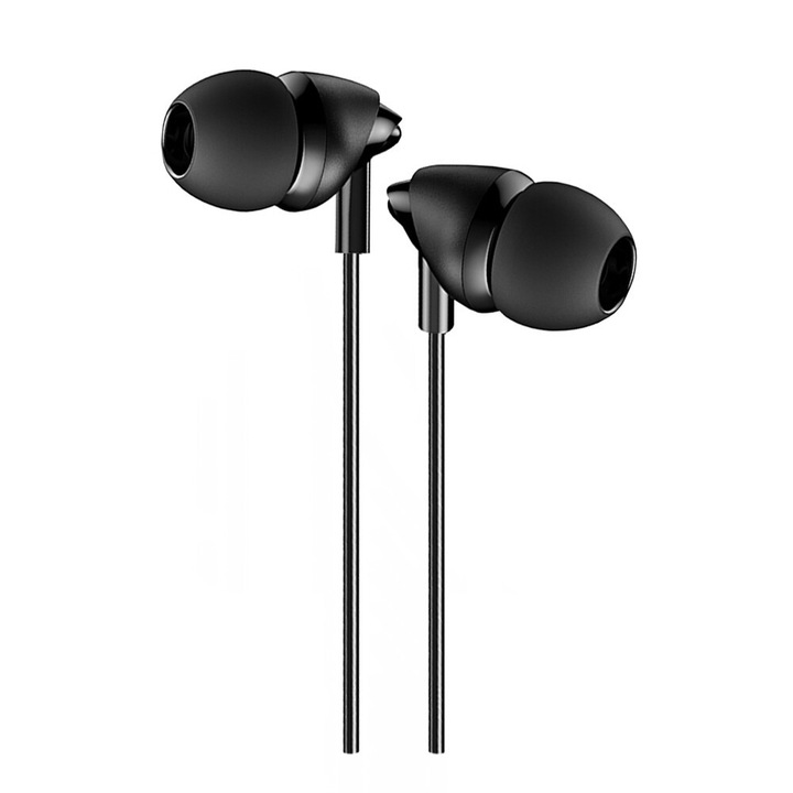 Casti audio cu microfon USAMS EP-39, In-ear, Control pe fir, Jack 3.5mm, Lungime cablu 1.2m, Negru