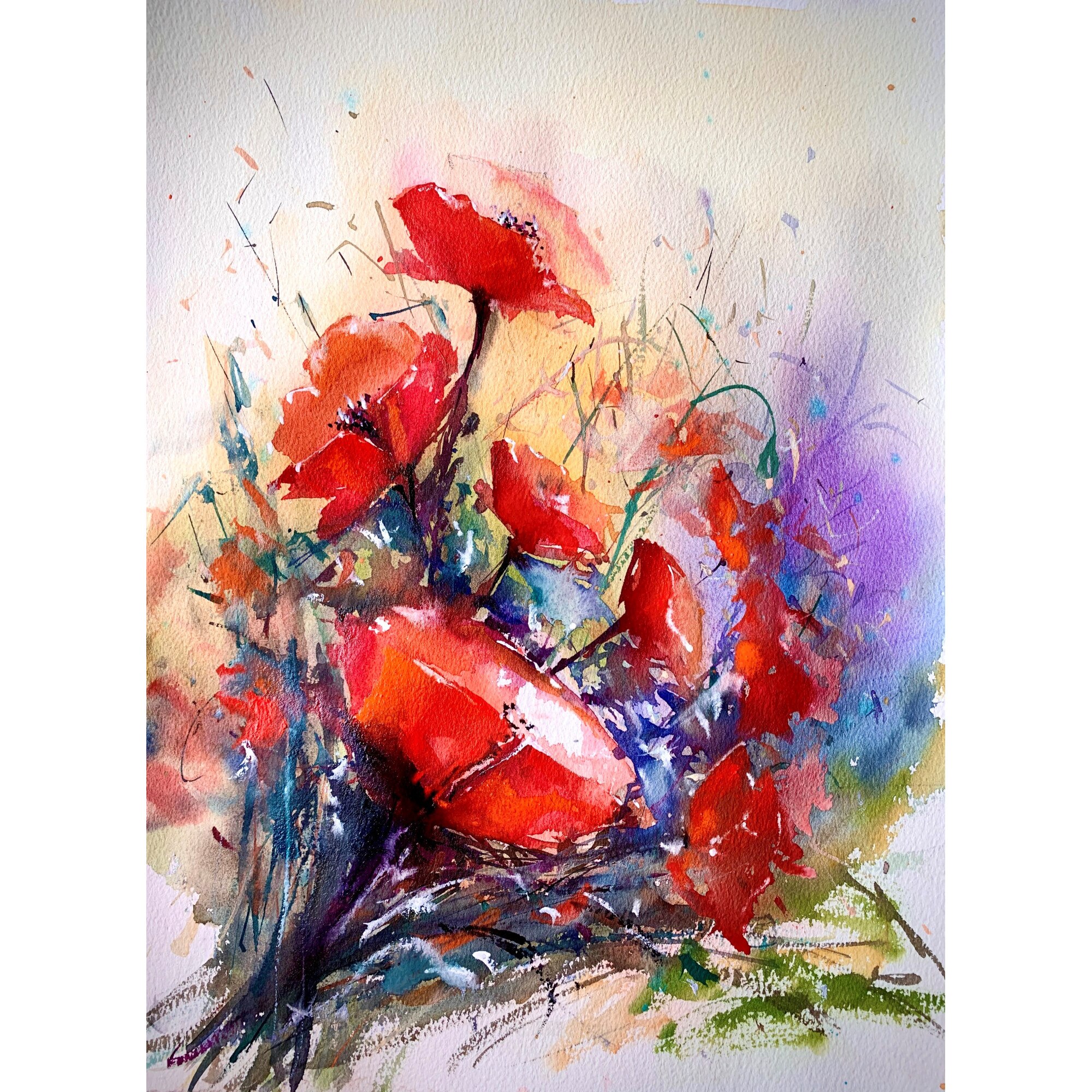 Pictura in acuarela Pure joy - Pictat manual, dimensiune 28 * 38 cm