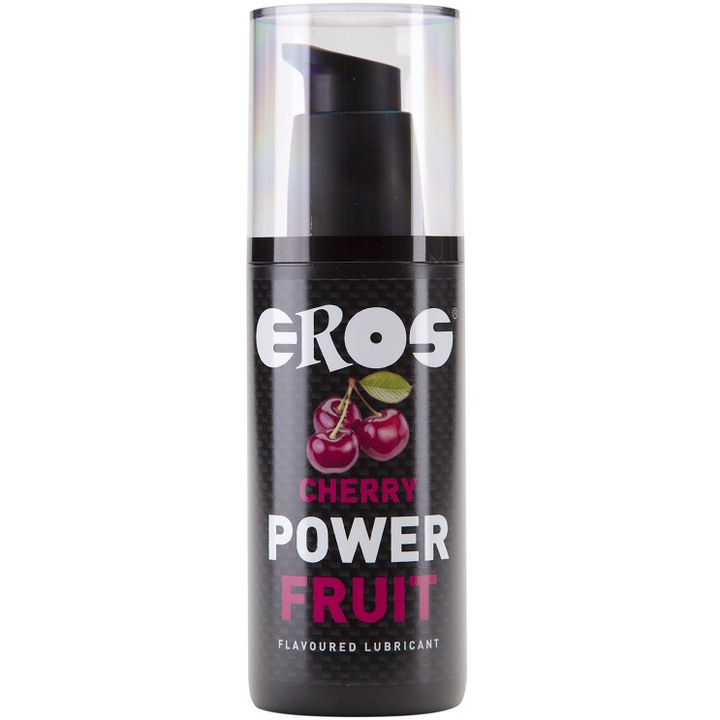 Lubrifiant Eros Power Fruit, foarte alunecos, pe baza mixta, aroma Cirese, 125 ml