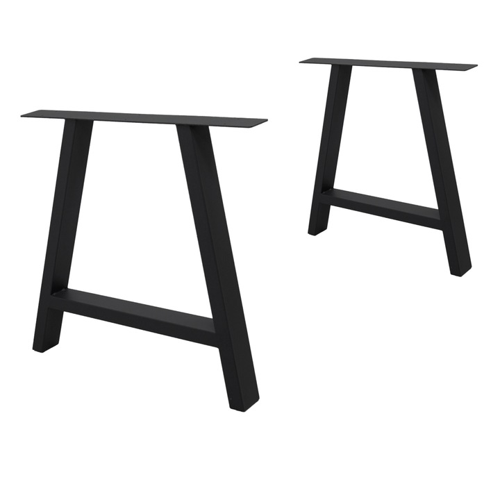 Комплект от 2 крака за маса ECD Germany, Форма A, 70 x 72 см, Прахово боядисана стомана, Черен