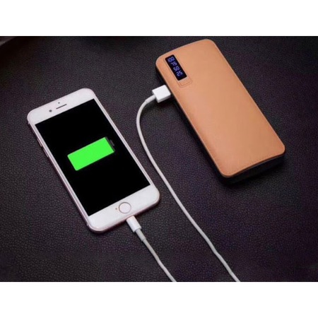 Baterie Externa, POWER BOX 30000mAh, 3 port USB si Lanterna, Bej