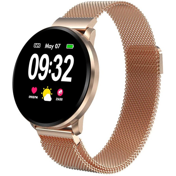 SmartWatch LikeSmartFiT, 1,22" сензорен HD дисплей, Мониторинг на сърдечната честота и кръвното налягане, Крачкомер