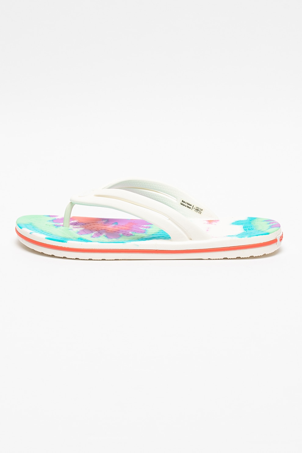Crocs, Papuci flip flop cu logo Crocband, Alb/Roz/Verde, 34-35