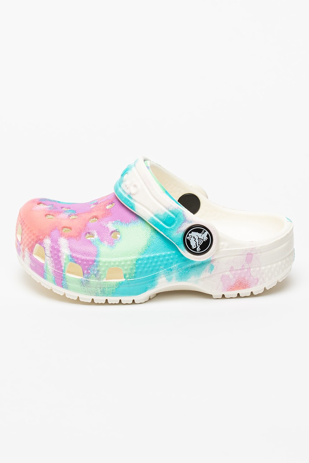 Crocs, Saboti slingback cu model tie-dye Classic, Multicolora, 33-35 EU