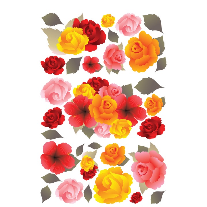 Set stickere decorative perete, Stickermania, Floricele , 60x90 cm