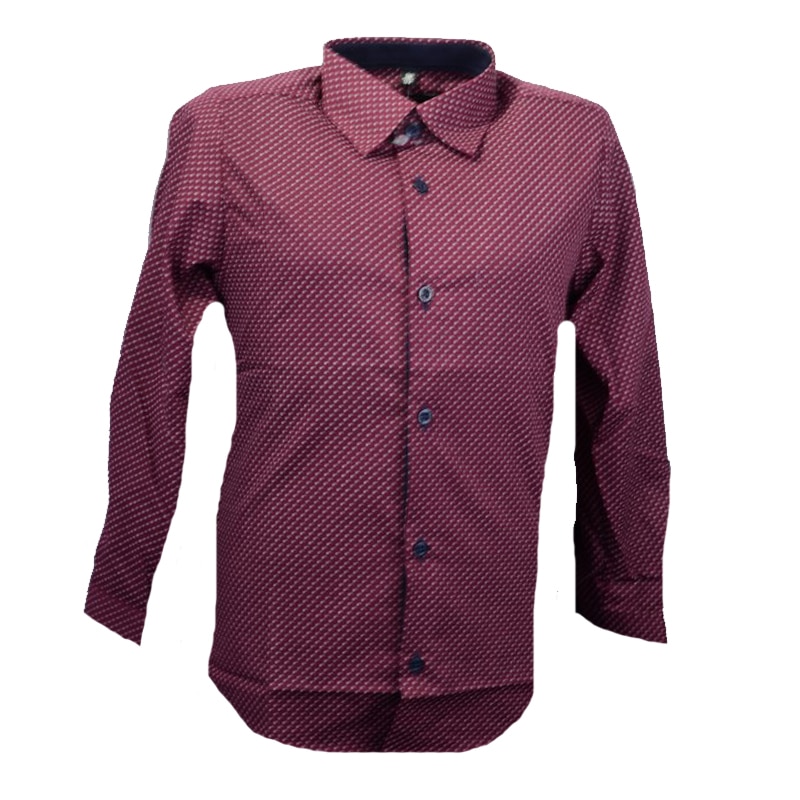 Camasa cu maneca lunga pentru baieti Mini Junior KSL-196C, Visiniu, 122 cm