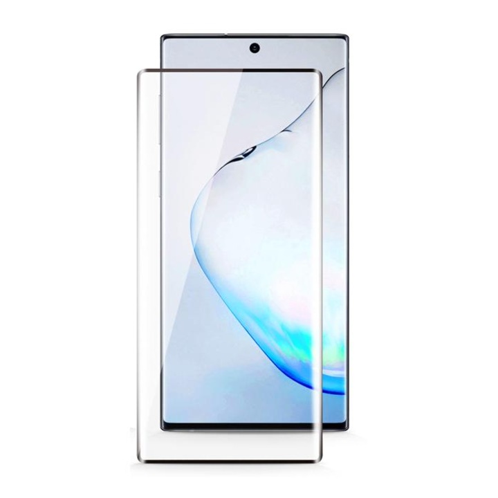 Стъклен протектор за дисплей MBX 5D Full Glue Edge с дупка, За Samsung Galaxy Note10 (N970F), Черен