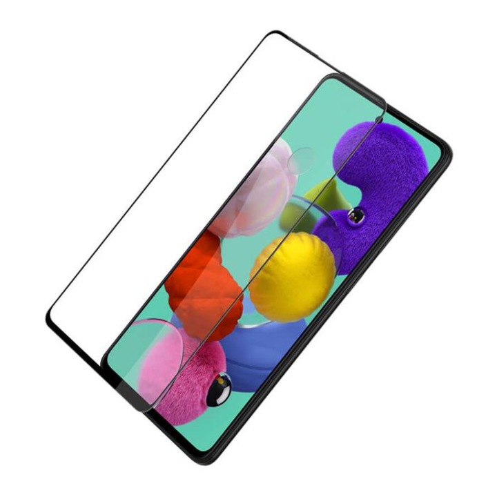 Стъклен протектор за дисплей MBX 5D Full с цяло лепило, За Samsung Galaxy A51 (A515F), Черен