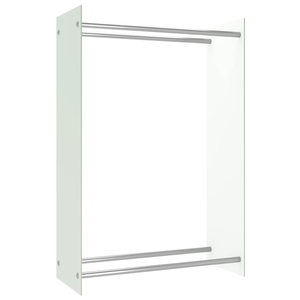 Rastel de lemne pentru foc, vidaXL, Sticla, 80 x 35 x 120 cm, Alb