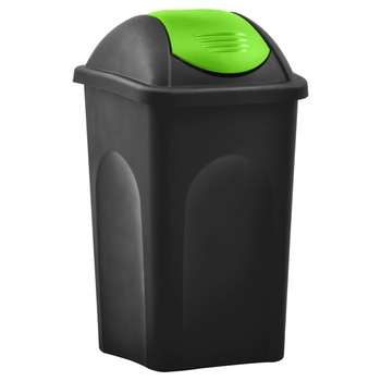 Cos de gunoi cu capac oscilant, negru si verde, 60L 147325 Cos de gunoi cu capac oscilant, negru si verde, 60L 147325