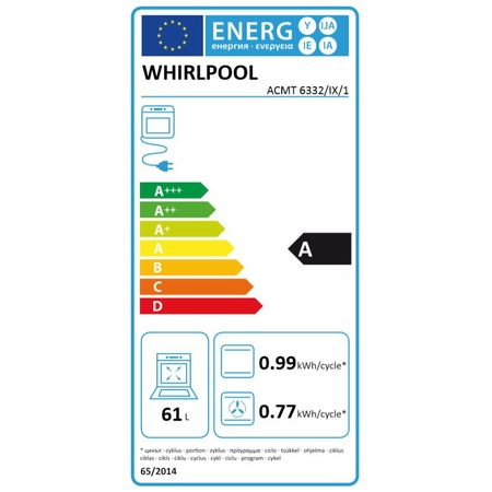 Aragaz Whirlpool ACMT 6332/IX, 4 arzatoare, Mixt, Grill, 6th Sense, Clasa A, 60 cm, Inox
