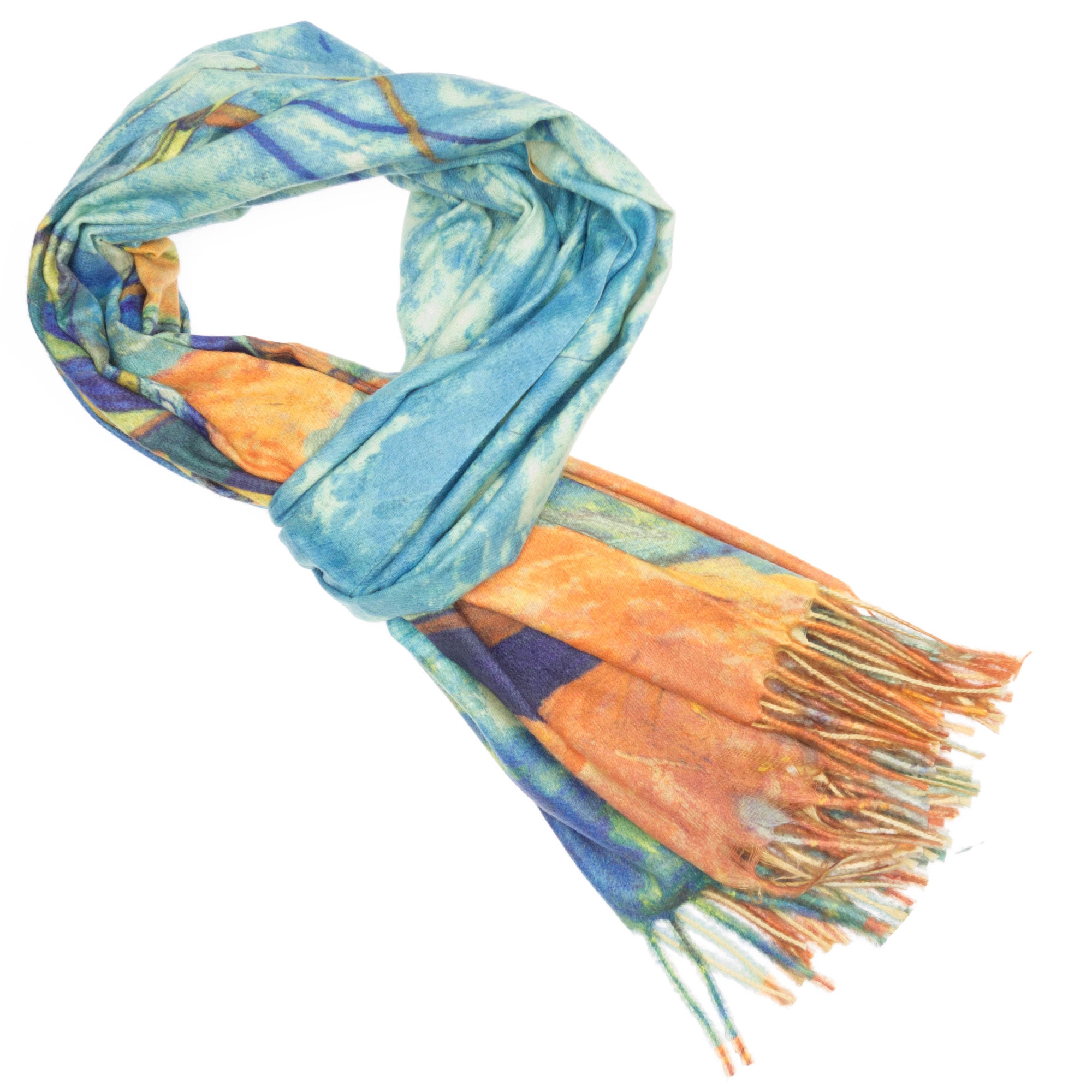 Esarfa de dama, 100% casmir, cu doua fete, imprimeu multicolor,180 x 70 cm, ES432