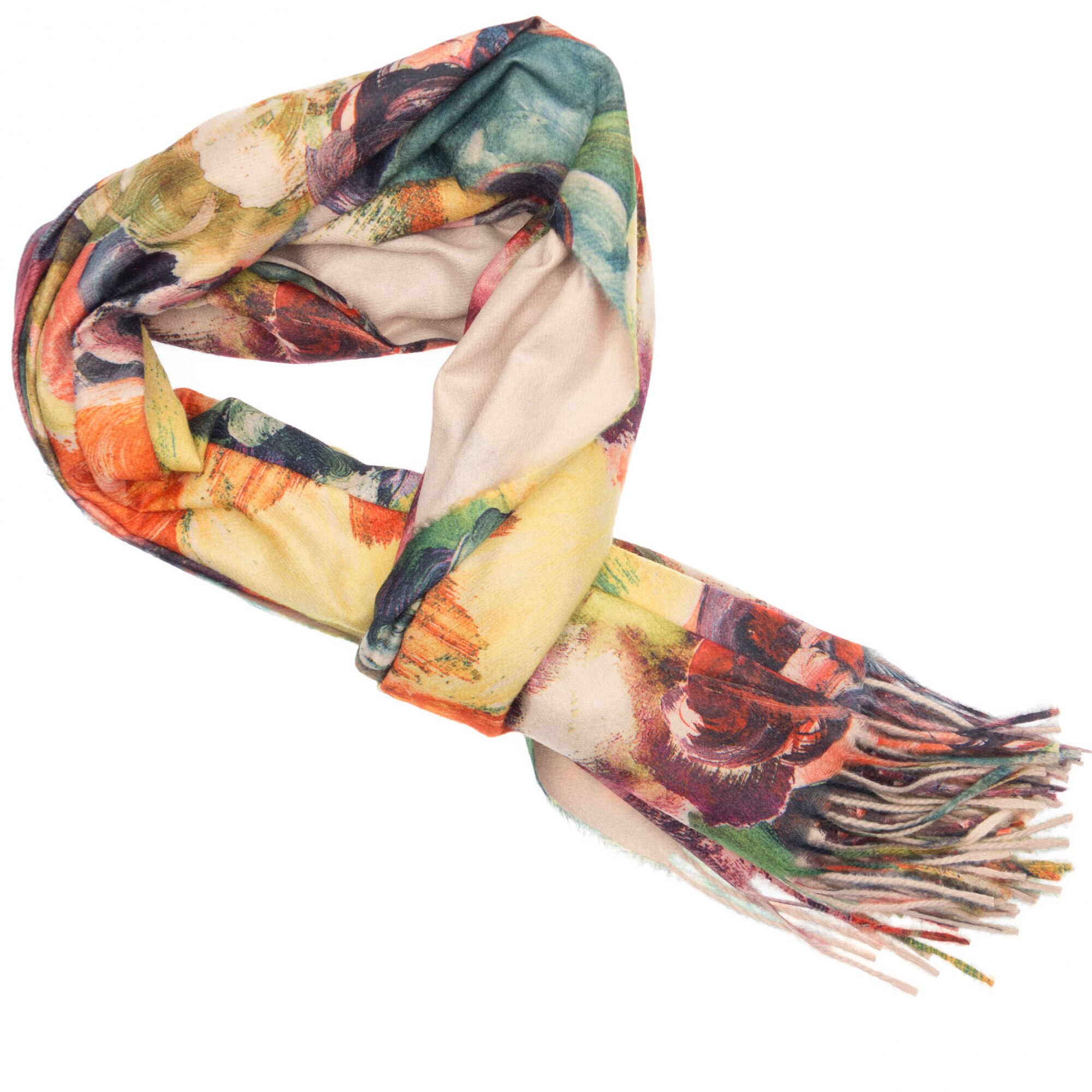 Esarfa de dama, 100% casmir, cu model floral multicolor, 180 x 70 cm, ES422