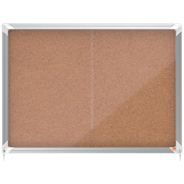 Avizier NOBO Premium Plus, interior, pluta, 8 X A4, geam glisant si cheie, natur