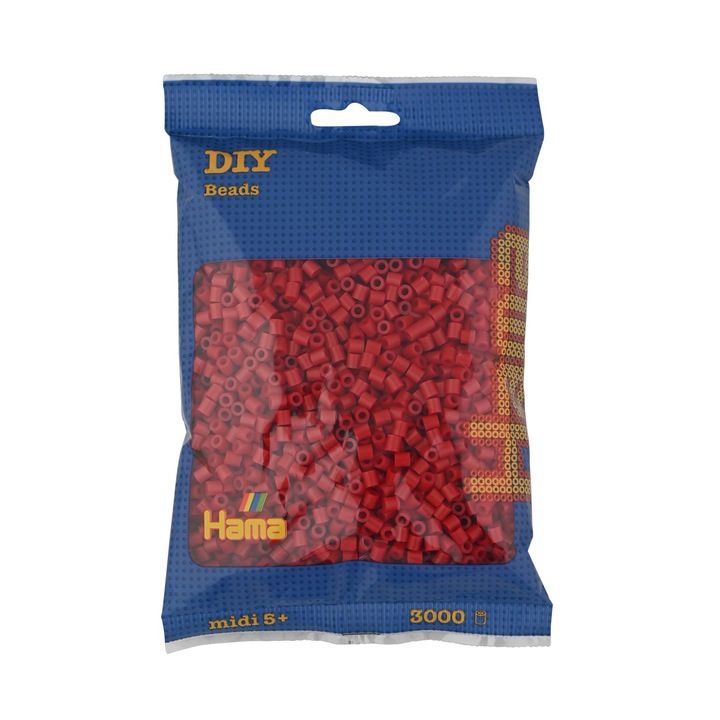 Margele de calcat HAMA MIDI Rosu inchis, 3000 buc in pungulita