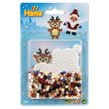 Set margele de calcat Mos Craciun in basica, Hama, 450 margele si planseta Set margele de calcat Mos Craciun in basica, Hama, 450 margele si planseta