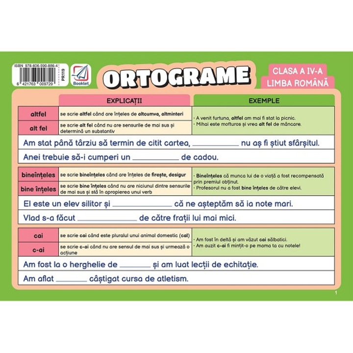 Plansa Ortograme - Clasa 4