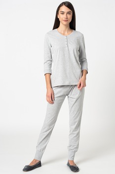 ESPRIT Bodywear, Pijama cu imprimeu cu buline Jordyn, Gri deschis, XL ESPRIT Bodywear, Pijama cu imprimeu cu buline Jordyn, Gri deschis, XL