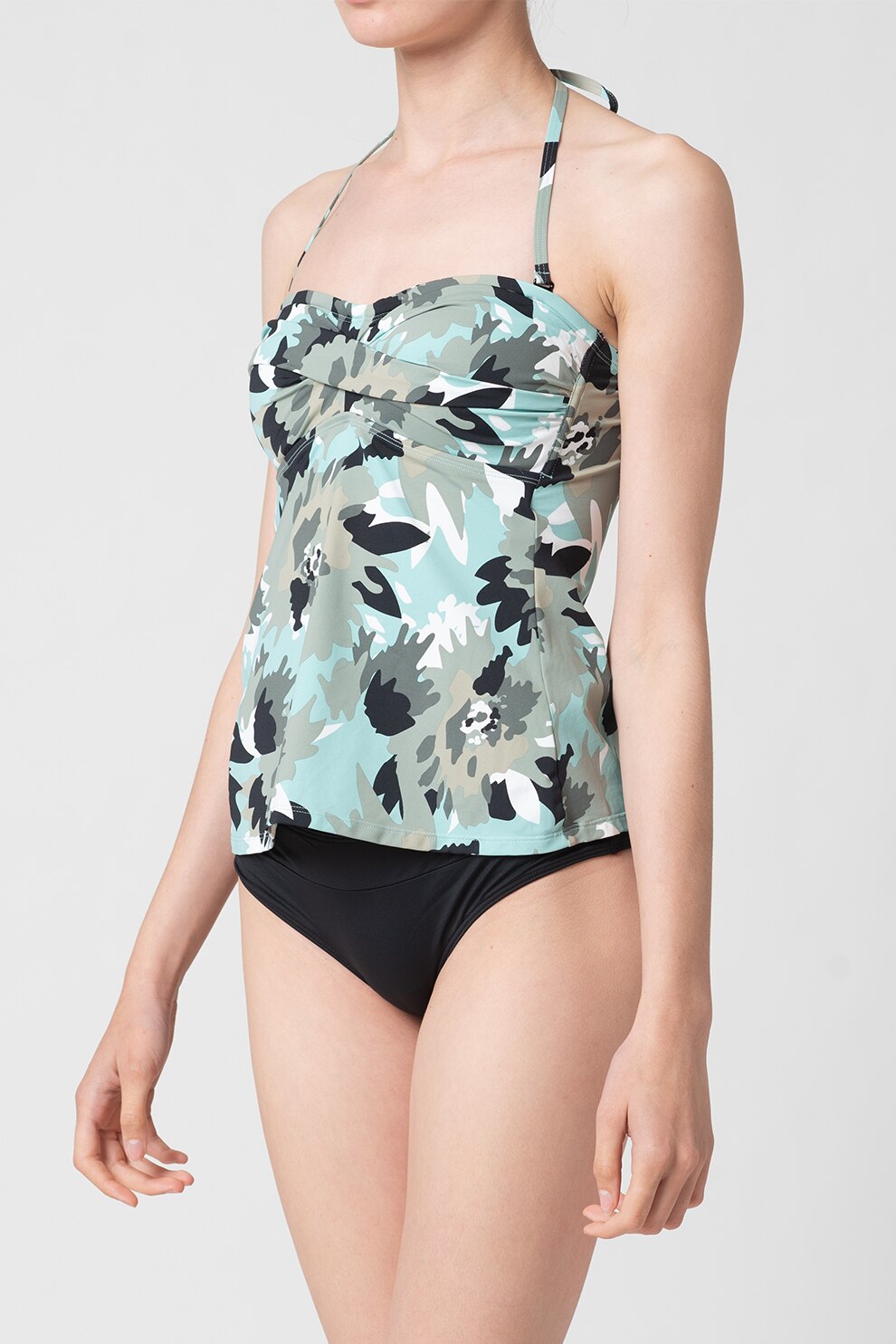 ESPRIT Bodywear, Top de baie cu imprimeu, verde militar, verde menta, negru, M