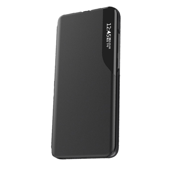 Капак, съвместим с телефон, Smart View G-Tech, съвместим с Oppo Reno 8T 5G, екологична кожа, стойка, черен