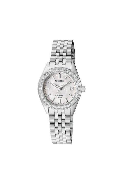 Citizen, Ceas cu coroana decorata cu cristale, Argintiu