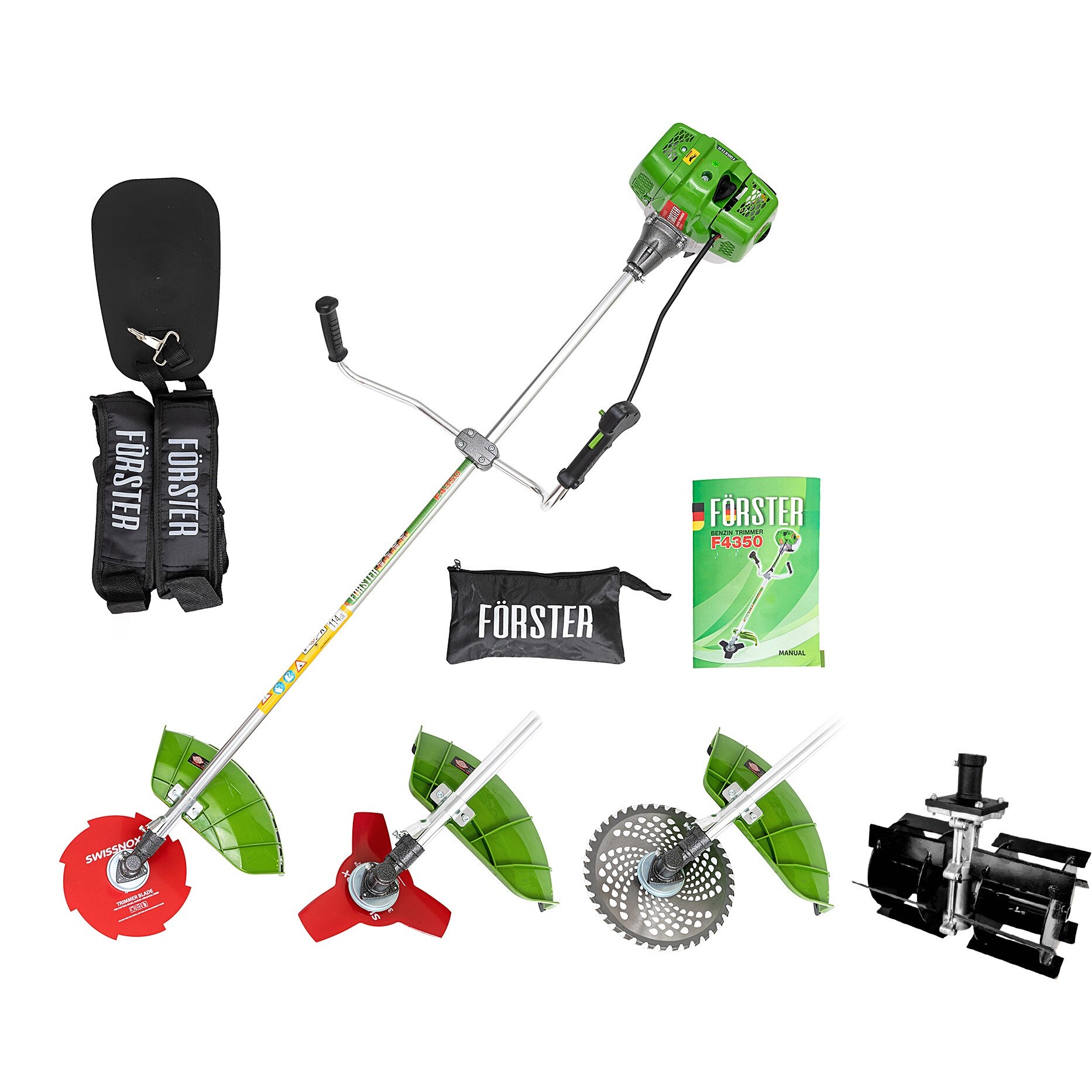 Motocoasa pe benzina Forster F4350, 3.3 CP, 4 sisteme de taiere si prasitoare