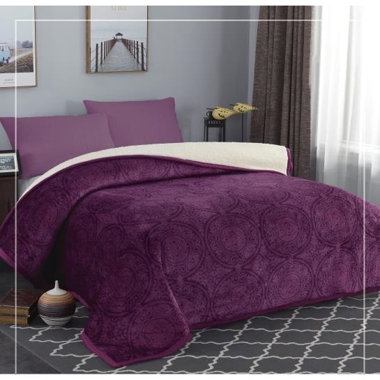 Patura cocolino cu blanita 200x230cm mov cu cercuri