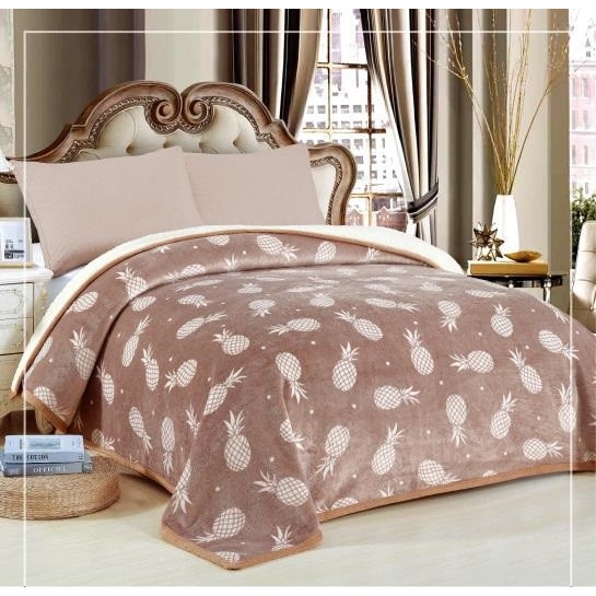 Patura cocolino cu blanita 200x230cm , Imprimeu ananas