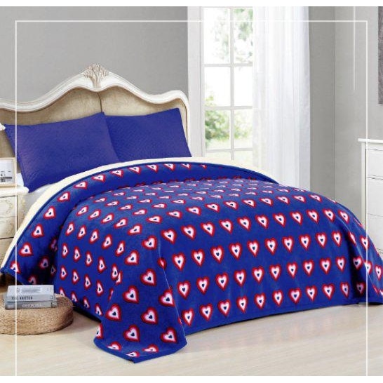 Patura cocolino cu blanita 200x230cm , imprimeu inimioare