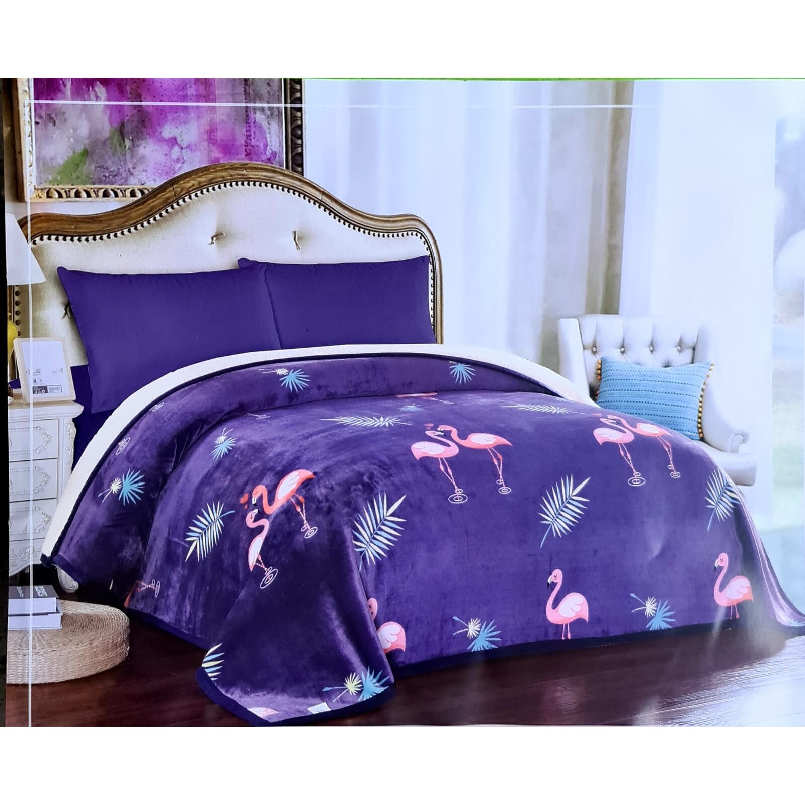 Patura cocolino cu blanita 200x230cm , Flamingo