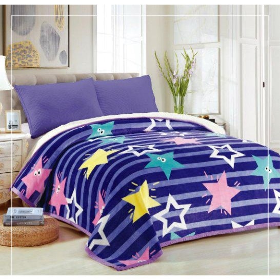 Patura cocolino cu blanita 200x230cm , Stelute multicolore