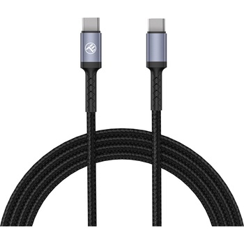 Cablu Tellur Type-C to Type-C, 3A, PD60W, 1m, nailon, negru Cablu Tellur Type-C to Type-C, 3A, PD60W, 1m, nailon, negru