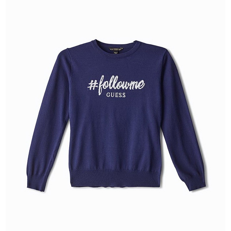 Pulover fete Guess Kids, bleumarin, 14 ani
