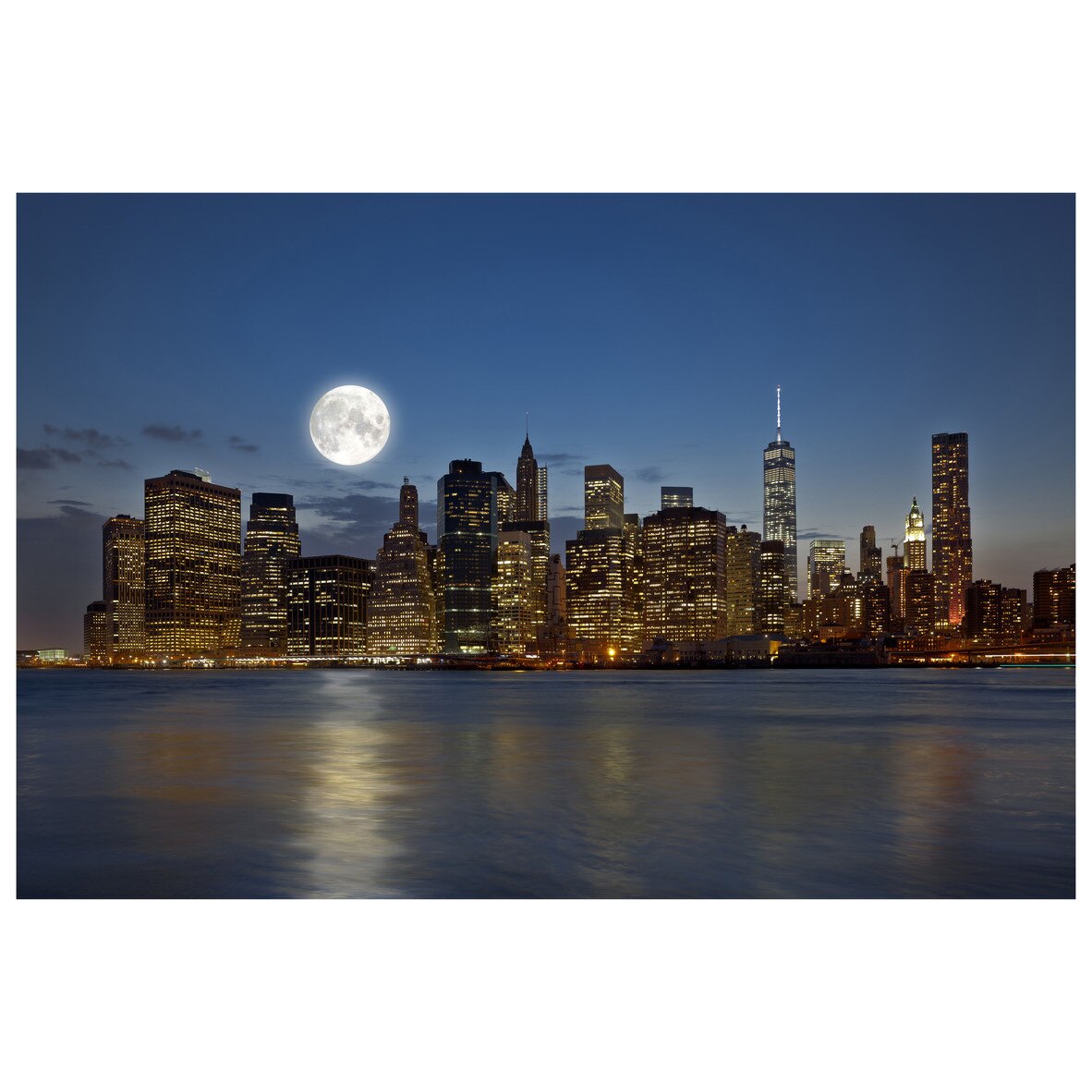 Fototapet Autoadeziv Full Moon Over Manhattan - YBL-029, 100 x 150 cm