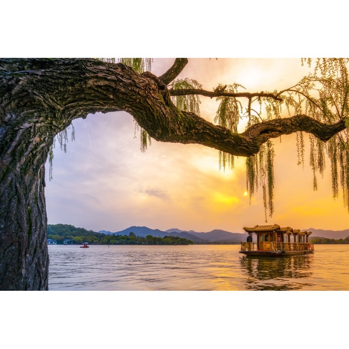 PVC öntapadós tapéta Hangzhou Lake at sunset, 80x130 cm