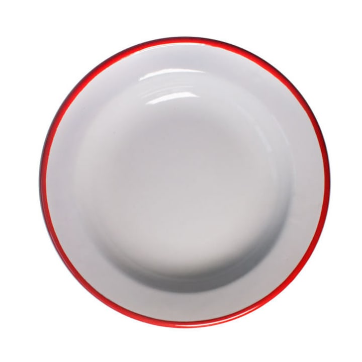 Raki Retro Zománcozott mély tányér 22 cm krém / piros