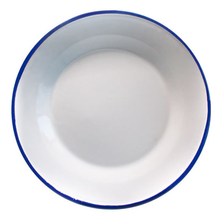 Raki Retro Zománcozott tányér 8.5 cm fehér-kék