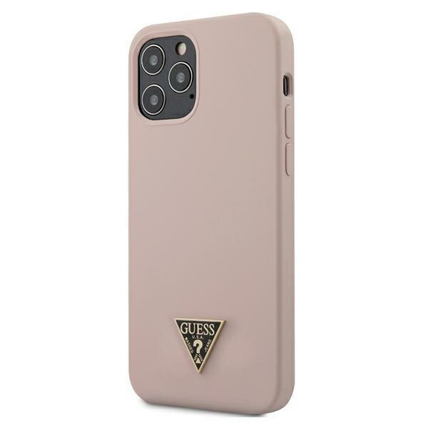 Husa iPhone 12 / 12 Pro Guess Silicone Triangle Logo Pink