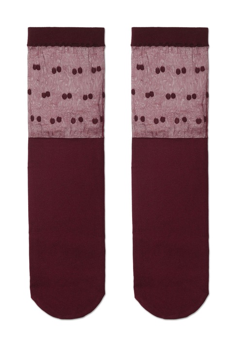 Sosete poliamida cu model buline, Conte Elegant Fantasy 19C-29CP, Bordo, 36-39