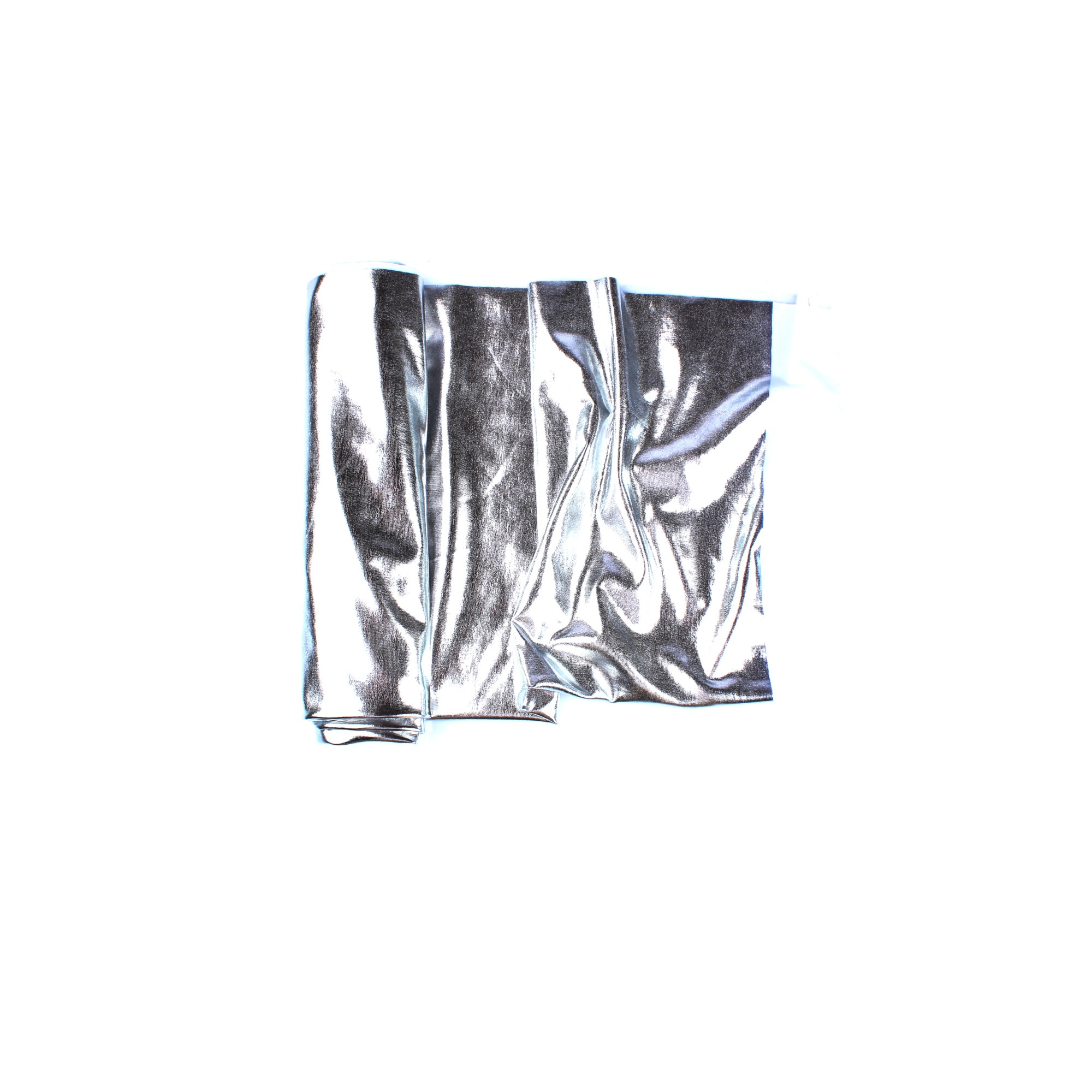 Tricot foliat LAMA, imitatie de piele, stralucire argintie, 50 x 150 cm